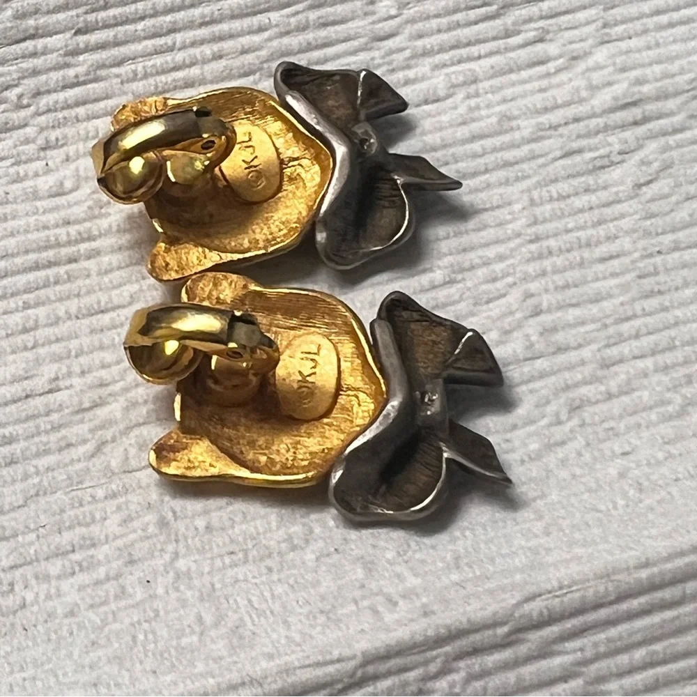 RARE 1960s KJL Kenneth Jay Lane Panther With Bow Clip On Earring Vintage‎ Signed - Picture 4 of 5